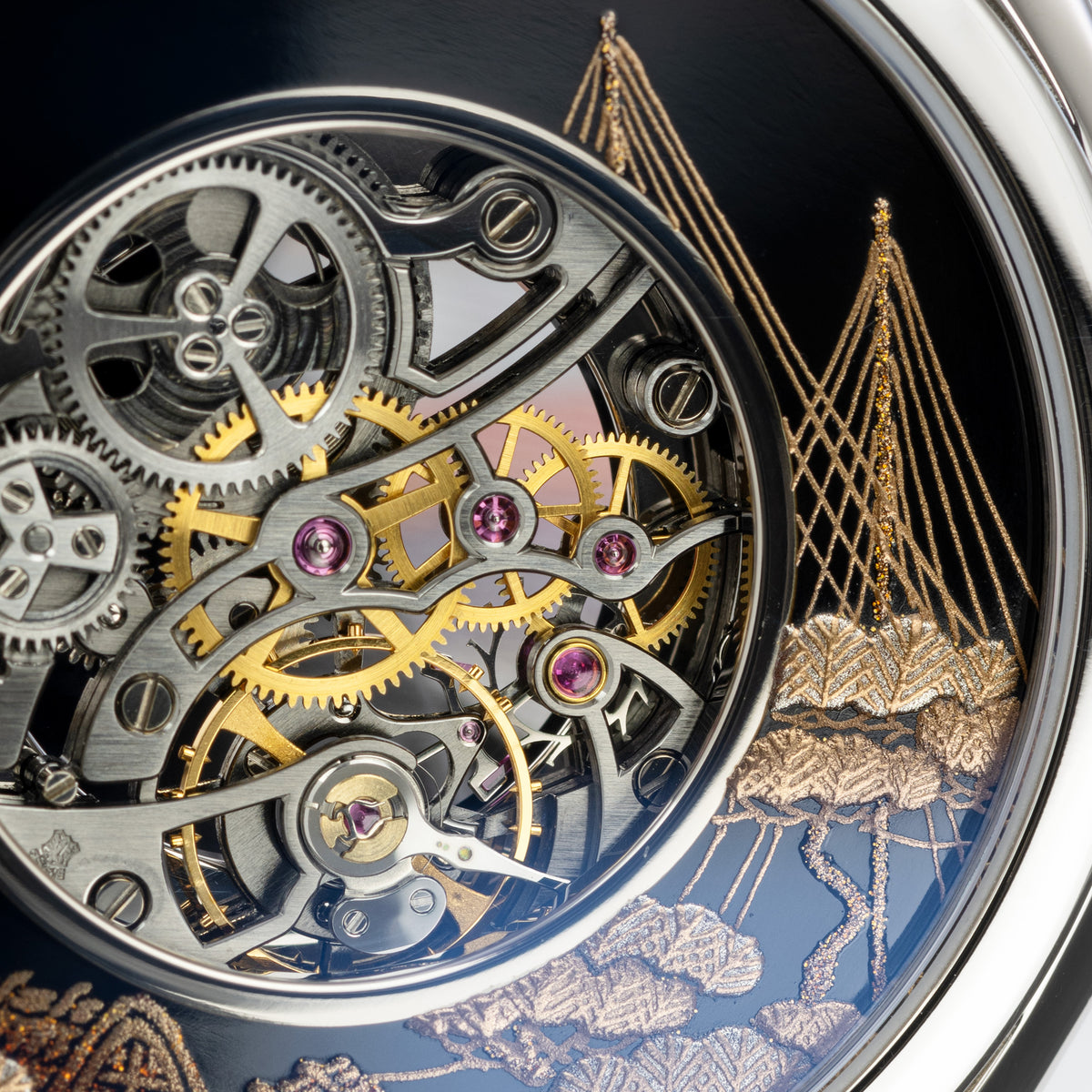 Vacheron Constantin manual wind White Gold and Maki-e lacuer Yukimi ref. 33222/000G-9706 Close up back Shot