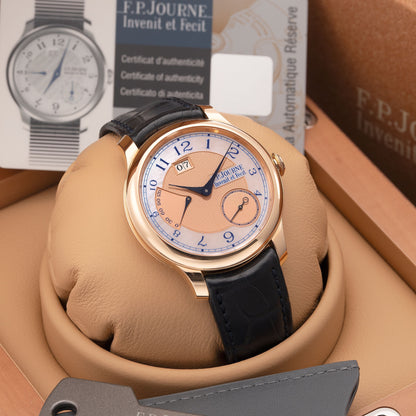 Full Set of F.P.Journe Octa Automatique Réserve Nacre Ref. AR 40mm in 18K 6N Gold and Pink Mother-of-Pearl Hour Ring