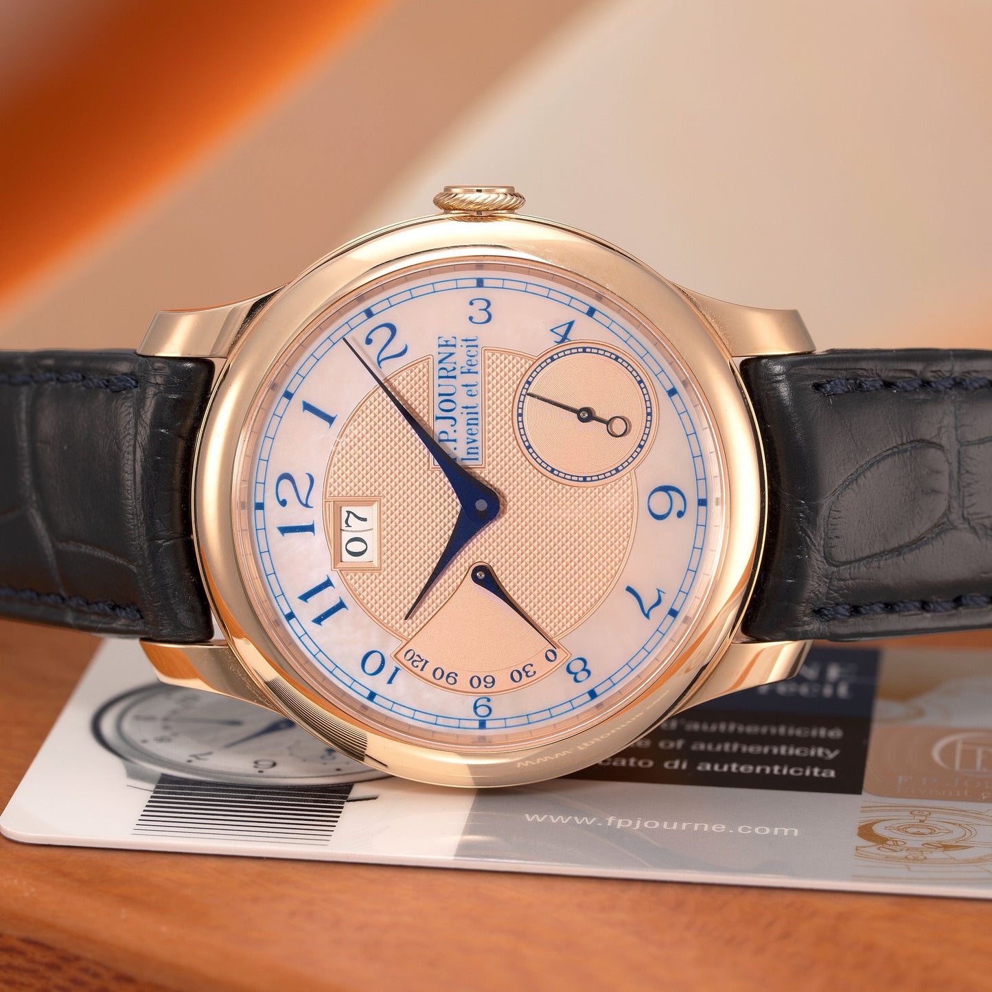 Dial of F.P.Journe Octa Automatique Réserve Nacre Ref. AR 40mm in 18K 6N Gold and Pink Mother-of-Pearl Hour Ring