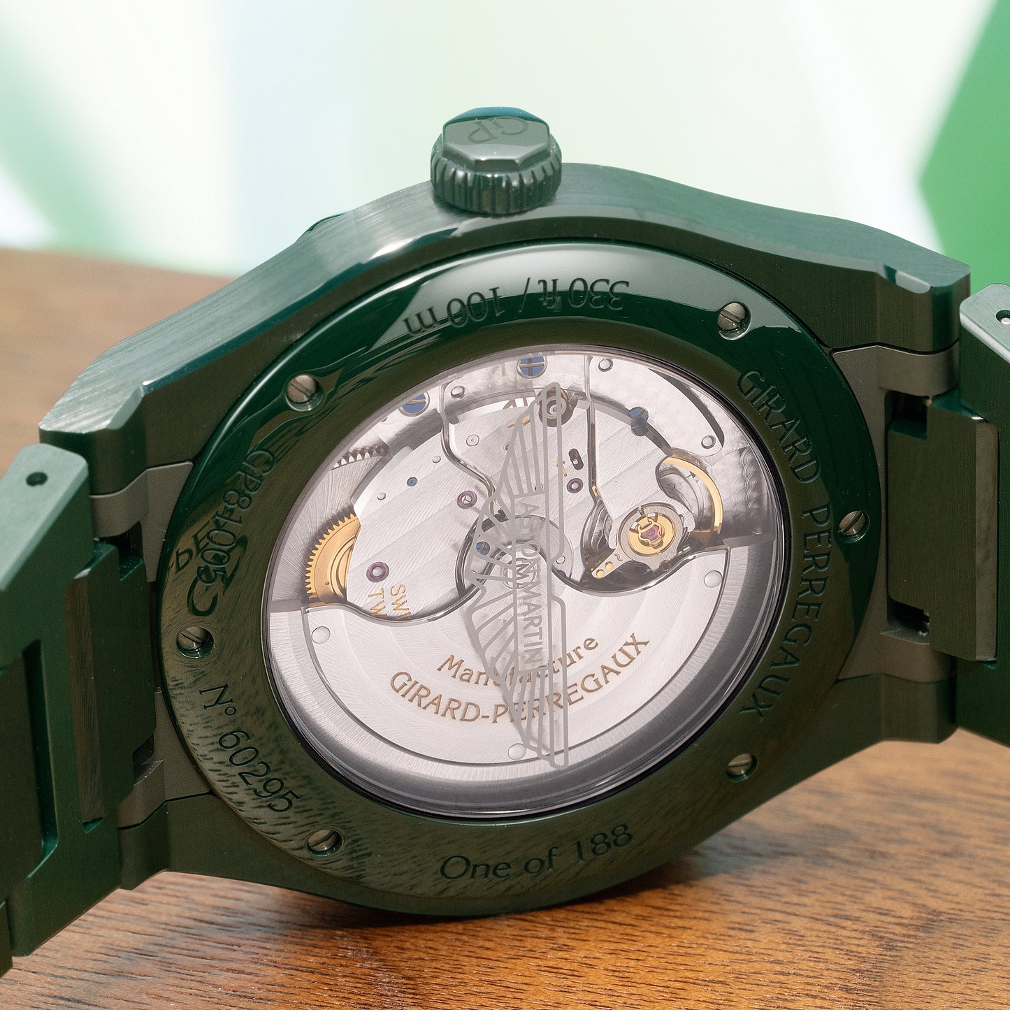 Back of Girard-Perregaux Laureato Aston Martin Editions Green Ceramic 38mm
