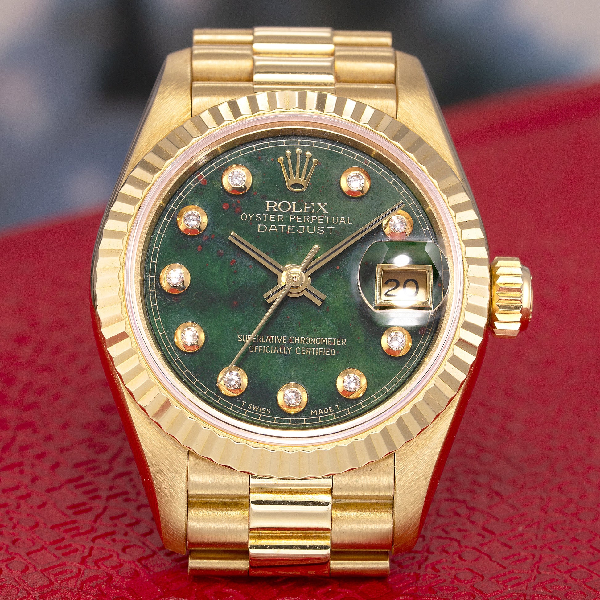 Yellow Gold Rolex Datejust Bloodstone Dial Ref. 69178 26mm