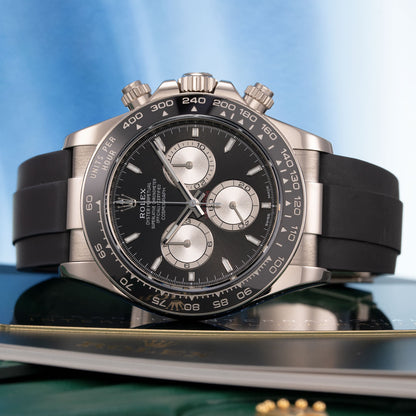 Front of White Gold Rolex Daytona 126519LN 40mm with Oysterflex 