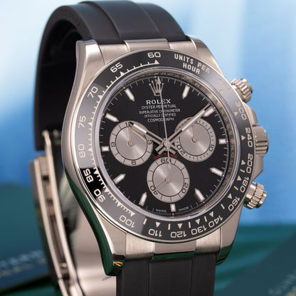 Front View of White Gold Rolex Daytona 126519LN 40mm with Oysterflex 
